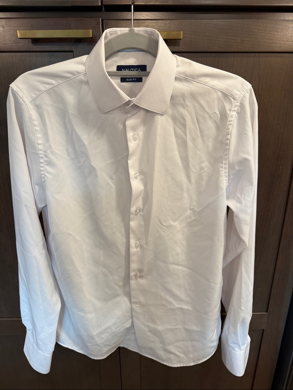 Nautica Men's White Long-Sleeve Dress Shirt